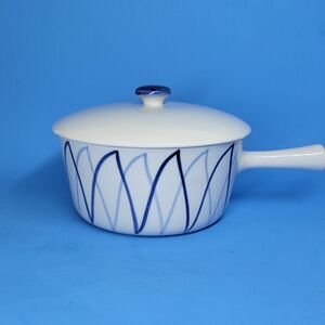 Lyngby Porcelain Dan-lld lldfast Denmark Blue Harlequin Flame 7" X 3 1/4" Pot